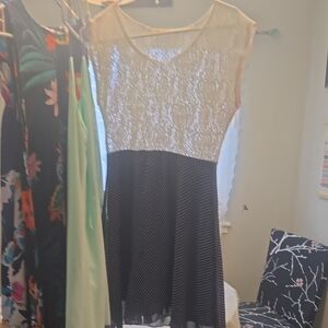 Elegant Black and White Polka Dot Dress